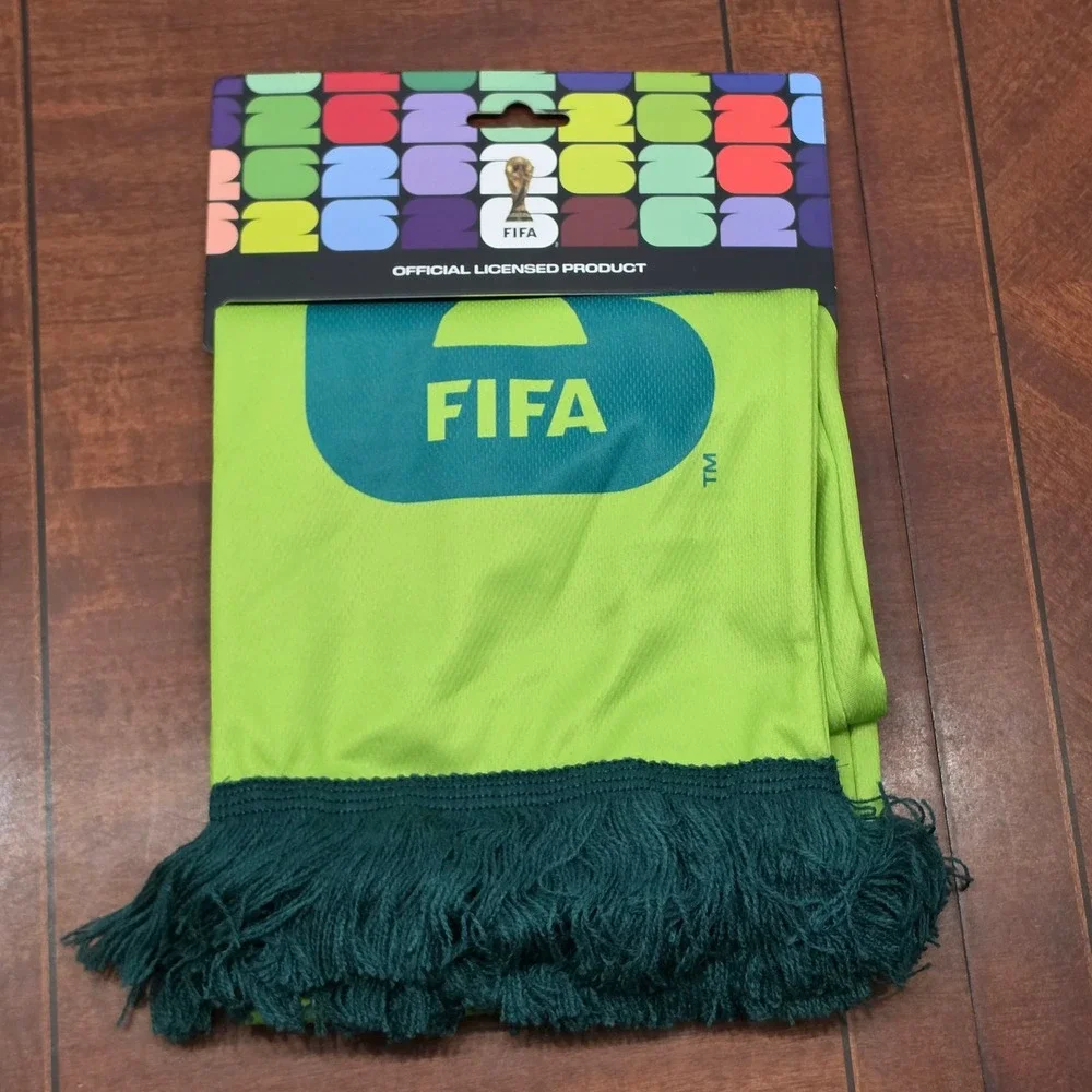 FIFA Scarf Unisex OS Green Mexico 2026 World Cup Soccer Fan Fringe Official New
